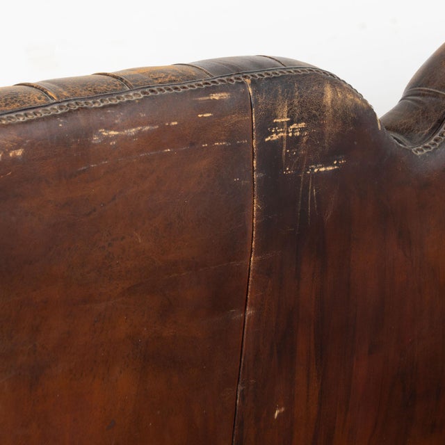 Mid 20th Century Vintage Brown Leather Three Seat Chesterfield Sofa For Sale - Image 11 of 14