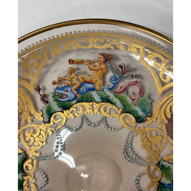 Murano Antique Hand Blown Murano Glass Enameled Dishes - Set of 7 For Sale - Image 4 of 6