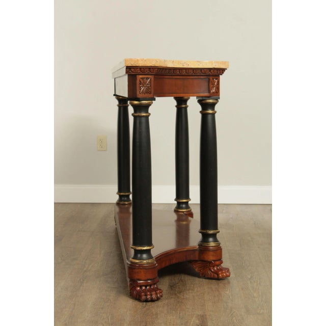 Wood 1990s Empire Style Serpentine Marble Top Console Table For Sale - Image 7 of 13