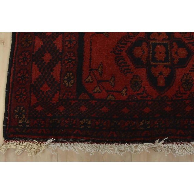 Textile Turkmen Rug 2’7” X 4’2” Red Wool Tribal Hand-Knotted Oriental Carpet For Sale - Image 7 of 10