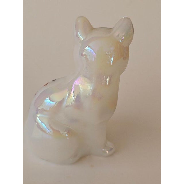 Fenton Cat Hand Painted by Smith, Hearts & Flowers For Sale - Image 11 of 11