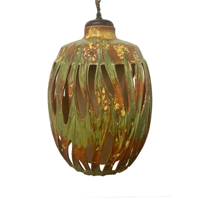 Mid-20th Century Glazed Terracotta Lantern For Sale - Image 4 of 13
