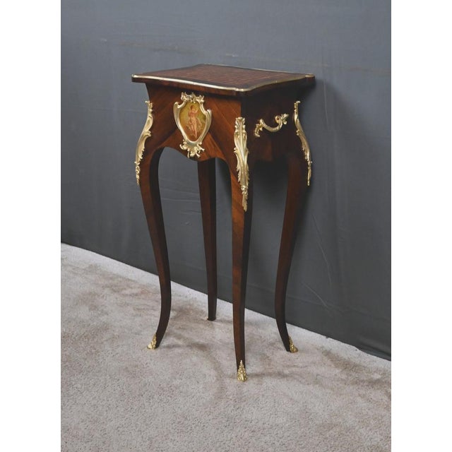 Small Louis XV Style Marquetry Worktable, Late 19th Century For Sale - Image 3 of 18