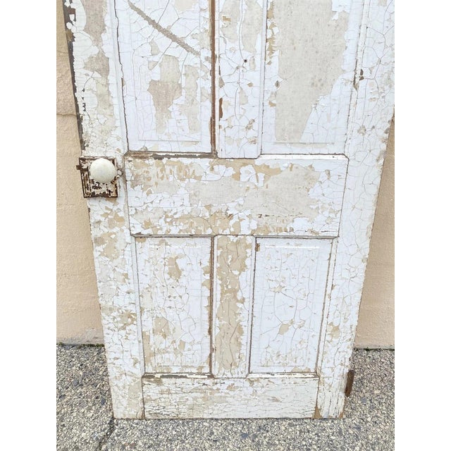 Antique Architectural Salvage Gray White Distress Painted Wooden Interior Door For Sale - Image 10 of 12