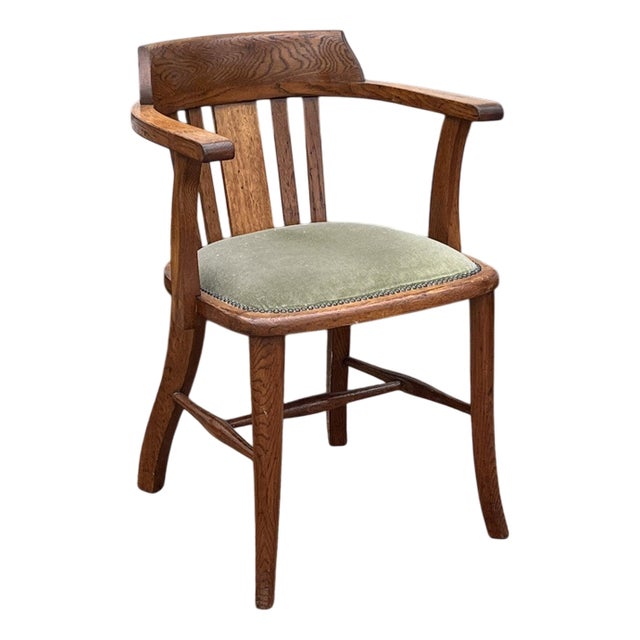 Edwardian Oak Desk Chair For Sale
