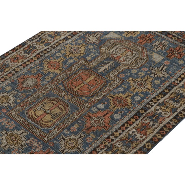 Rug & Kilim Rug & Kilim’s Tribal Style Rug in Blue, With Red and Gold Geometric Patterns For Sale - Image 4 of 8