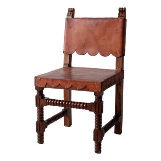 Antique Leather Ranch Chair For Sale