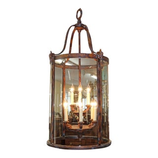 Monumental 10 Light Patina Bronze Lantern Chandelier For Sale