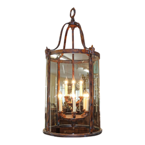 Monumental 10 Light Patina Bronze Lantern Chandelier