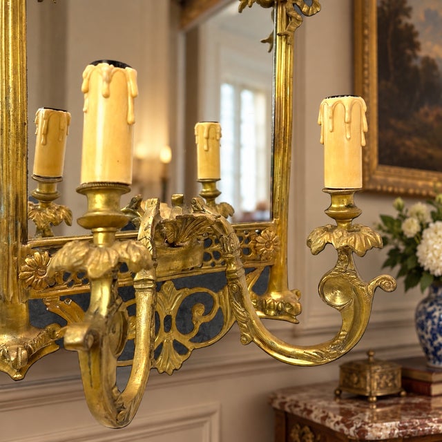 Antique Mirror Wall Lamp Girandole, 1910 For Sale - Image 3 of 5