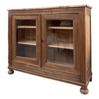 Parisian Glass-Fronted Oak Buffet, 1940s For Sale