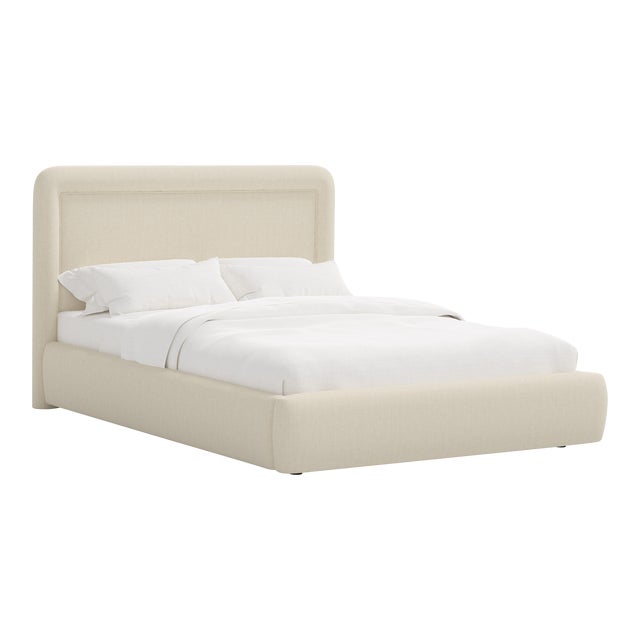 Stoffer Home x Cloth & Company Marisa Platform Bed in Relaxed Linen Cream - Queen For Sale