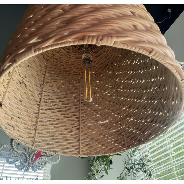 2010s Discontinued Palecek Wicker Pendant Light For Sale - Image 5 of 5