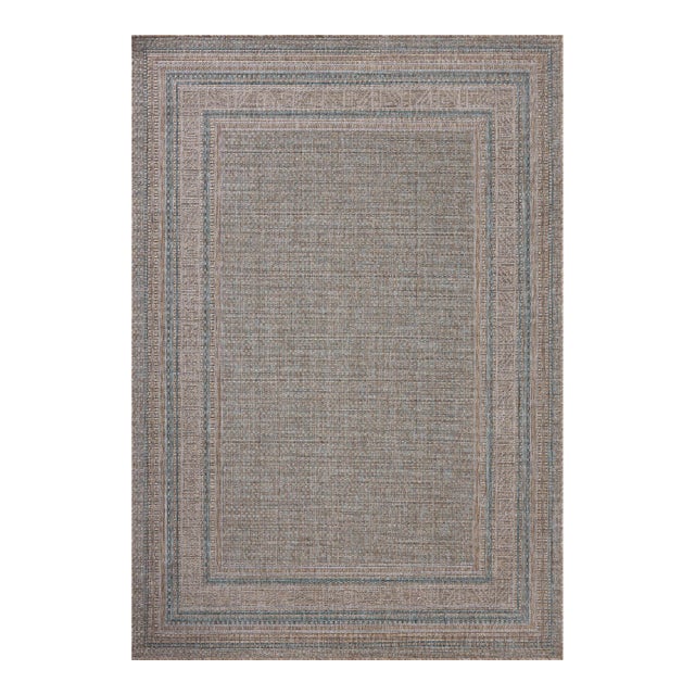 Amber Lewis x Loloi Topanga Natural / Teal 18" x 18" Sample Rug For Sale
