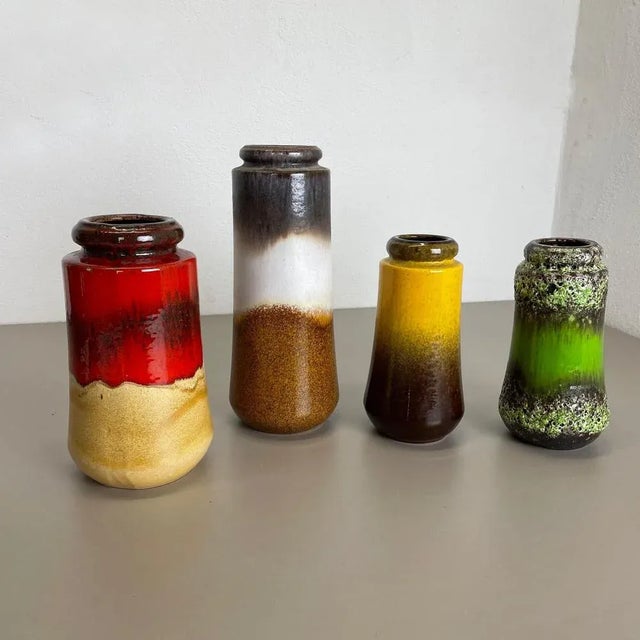 Multicolored Fat Lava Ceramic Vases from Scheurich, Germany, 1970s, Set of 4 For Sale - Image 4 of 18