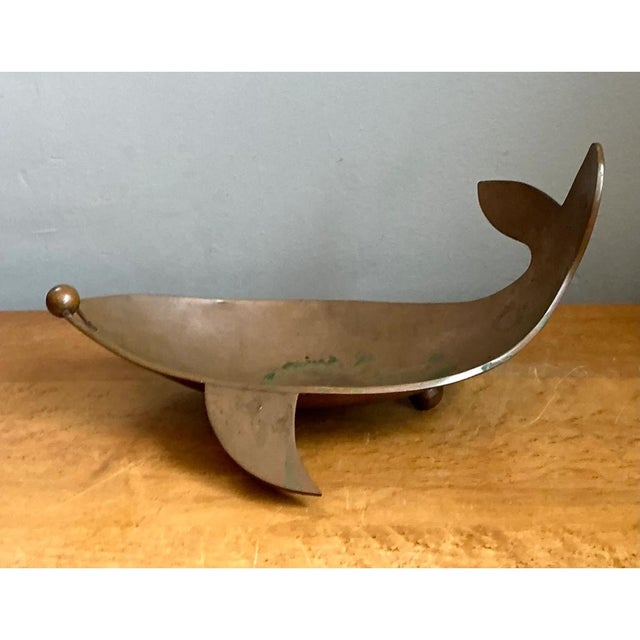 Copper Vintage Sculptural Metal Whale Bowl For Sale - Image 8 of 12