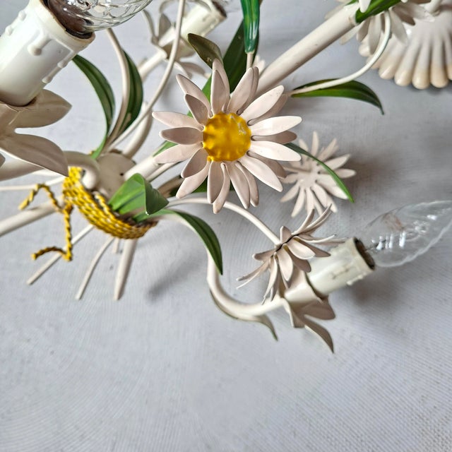 1970s French Toleware Floral Chandelier, 1970s For Sale - Image 5 of 7