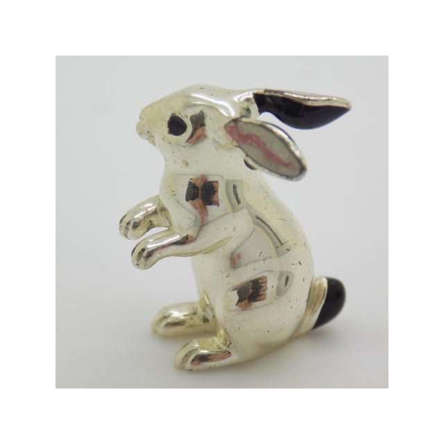 Vintage Italian Sterling Silver 925 Enameled Bunny Miniature Figurine by Saturno, Arezzo, 1980s For Sale - Image 4 of 12