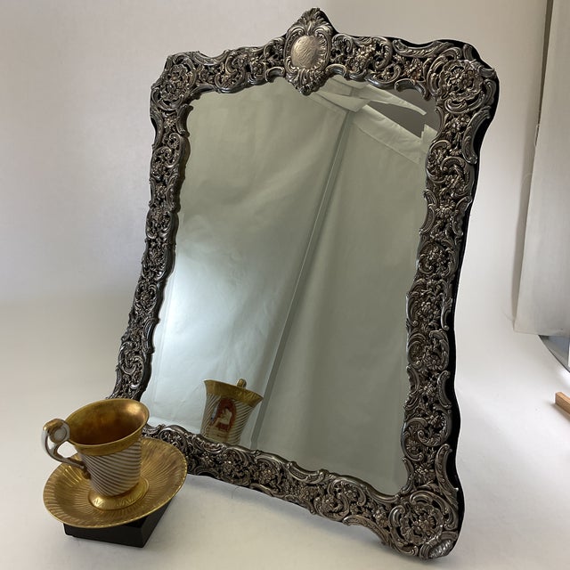 After a XIX - C. Rare Gem Silver Victorian Mirror , One of a Kind. For Sale - Image 13 of 18