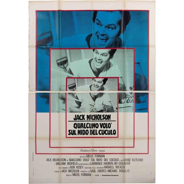 Paper Vintage Italian One Flew Over the Cuckoos Nest Poster, 1975 For Sale - Image 7 of 7