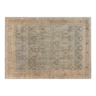 Authentic 19th Century Persian Tabriz Beige, Blue, Brown Wool Carpet For Sale