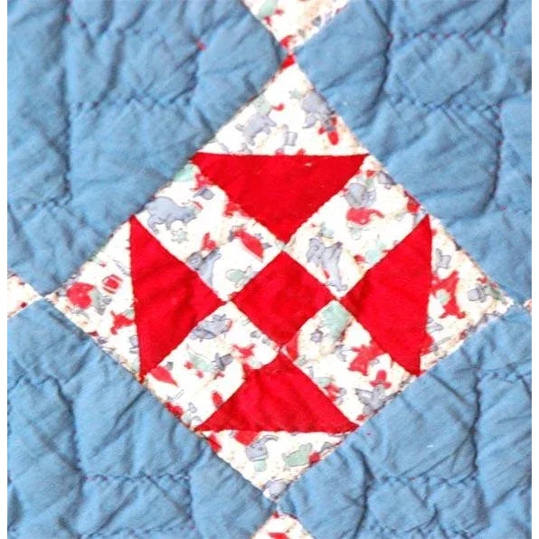 1930s Red, White and Blue Doll Quilt For Sale In Los Angeles - Image 6 of 6