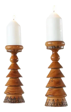 Scandinavian Lacquered Wood Candleholder, 1950s