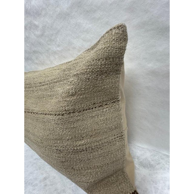 Contemporary Turkish Hemp Pillow Cushion Natural Brown Beige Pillow Cushion Cover 16" x 24" For Sale - Image 3 of 4