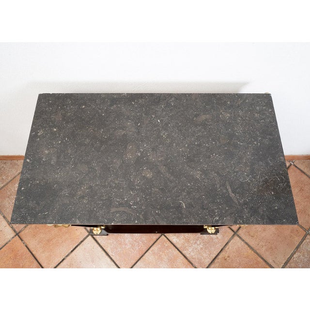 Antique 19th Century Return from Egypt Console Table in Mahogany Veneer with Belgian Marble Top, France For Sale - Image 6 of 8
