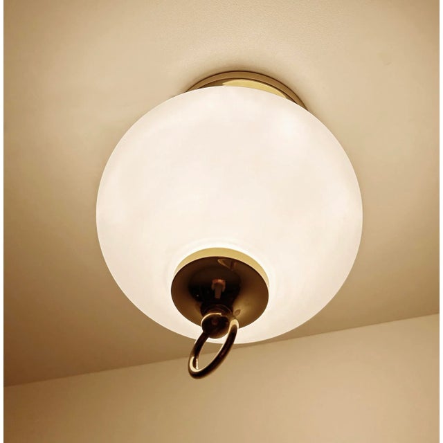 Vintage Glass and Brass Ceiling Light from Limburg For Sale - Image 4 of 11