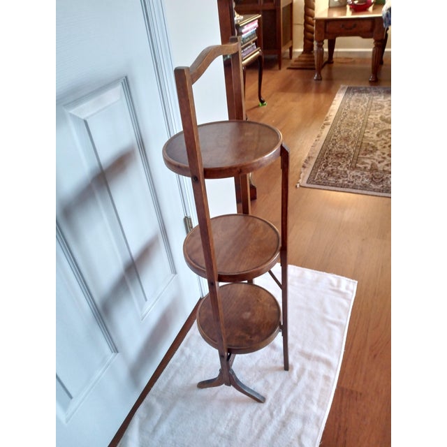 Vintage 1920's Wooden Folding 3 Tier Pie and Cake Stand For Sale - Image 4 of 7