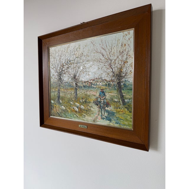 1960s 1960s Vintage B. Andreu Country Road Impressionist Landscape Oil on Canvas Painting, Framed For Sale - Image 5 of 12