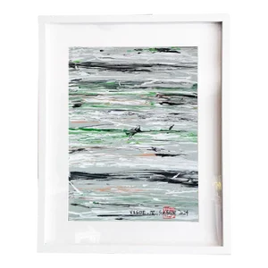 Vague. IV Abstract Framed Green/Gray Painting
