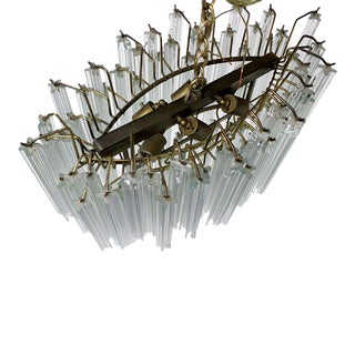 Camer Mid-Century Modern Murano Chandelier Glass Prisms Light Fixture For Sale