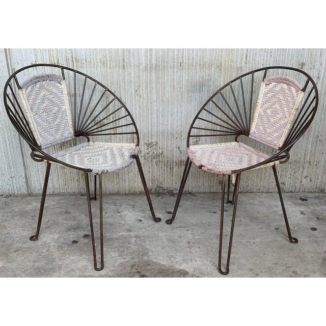 Pair Mid-Century Hoop Chairs with Caned Seat and Back For Sale - Image 17 of 18
