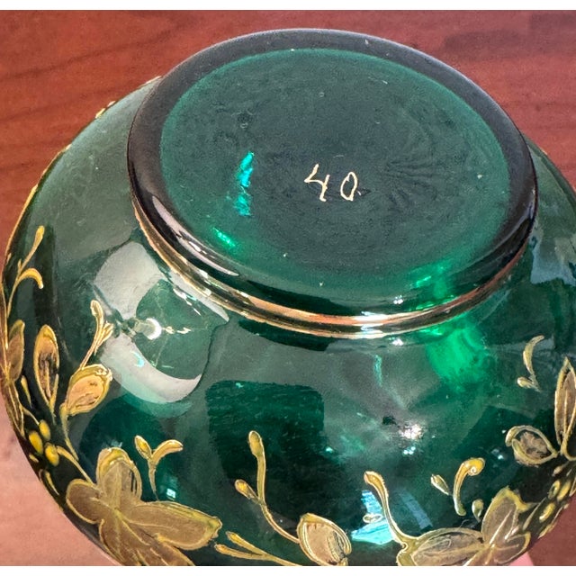 Late 19th Century Antique 19th Century Moser Bohemian Green Glass Gold Gilt Enameled Decanter For Sale - Image 5 of 9