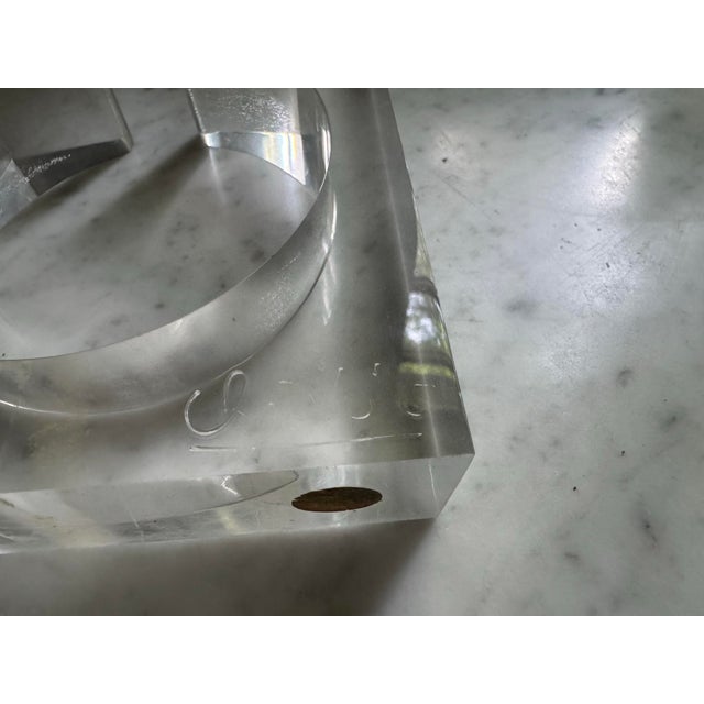 Plastic Vintage Lucite Puzzle Sculpture-Signed For Sale - Image 7 of 9