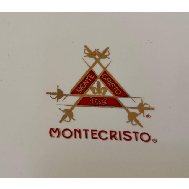 Large Rectangular Montecristo Luxury Porcelain Cigar Ashtray with Gold Trim. Elevate your cigar ritual with this large...