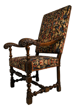 17th Century Carved Walnut Armchair, Lombardy, 1600