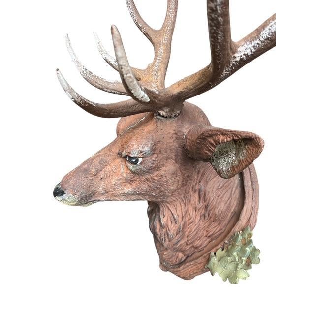 Massive Black Forest antique cast iron stag head. A beautiful piece of sculpture for the entrance or interior of your...