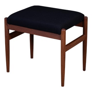 Vintage Danish Teak Stool with Black Fabric, 1960s For Sale