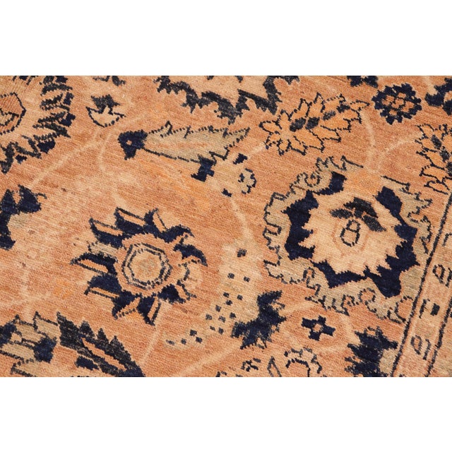 Oriental Ziegler Rose Blue Hand-Knotted Wool Rug - 6'0'' X 8'10'' For Sale - Image 4 of 8
