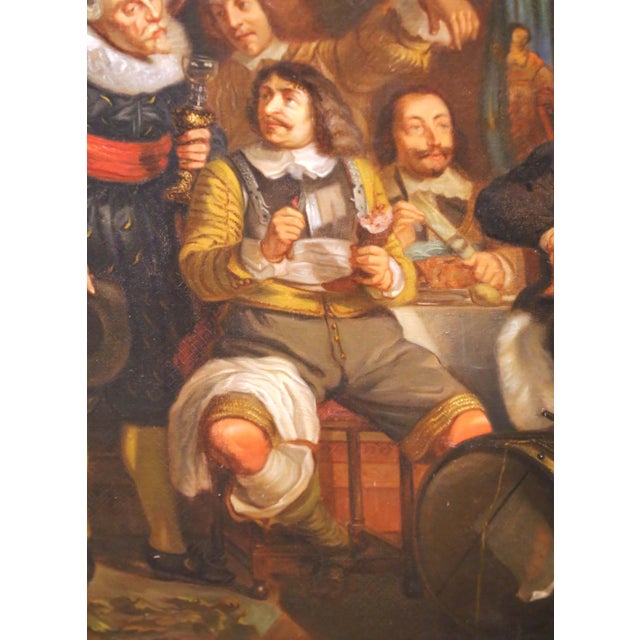 19th Century Dutch School Banquet Scene Oil Painting After Van Der Helst For Sale - Image 11 of 15