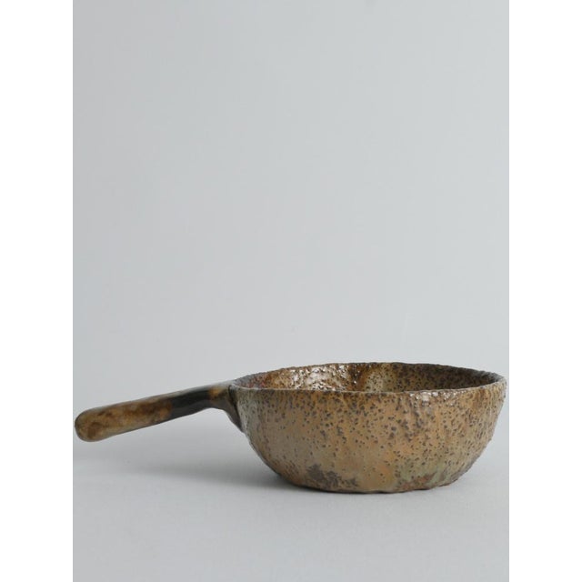 Handmade Studio Ceramic Textured Stoneware Bowl with Sculptural Handle, 1970s For Sale - Image 6 of 15