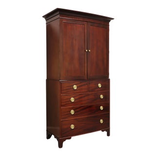 Baker Mahogany Georgian Bowfront Linen Press / Armoire For Sale