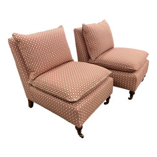 Red Thibaut Chairs - A Pair For Sale