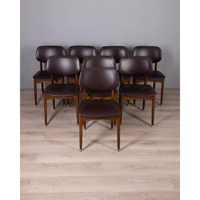 Vintage Wood and Leather Chairs by Anonima Castelli from Castelli, 1960s, Set of 8 For Sale - Image 16 of 16
