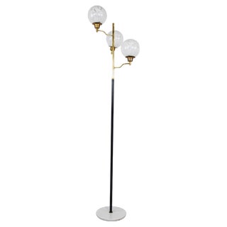 Vintage Brass and Glass Floor Lamp, Italy, 1970s For Sale