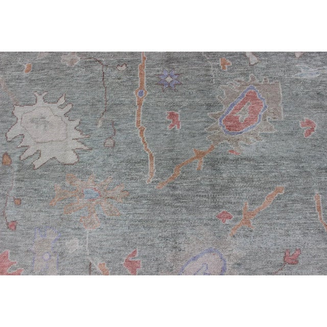 Keivan Woven Arts Large Turkish Oushak Rug in Light Green 11'9 X 15'3 For Sale - Image 10 of 13