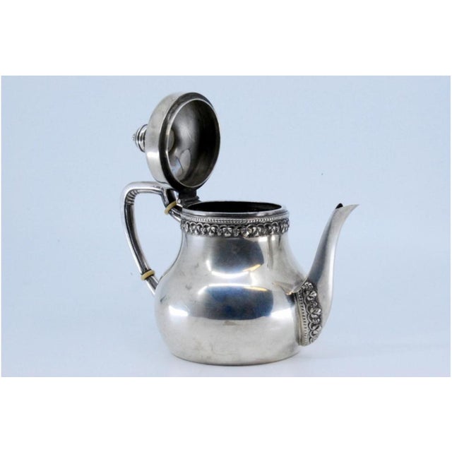 Silver Smooth Silver Coffee Pot with Grooves on the Rim and Spout For Sale - Image 8 of 11